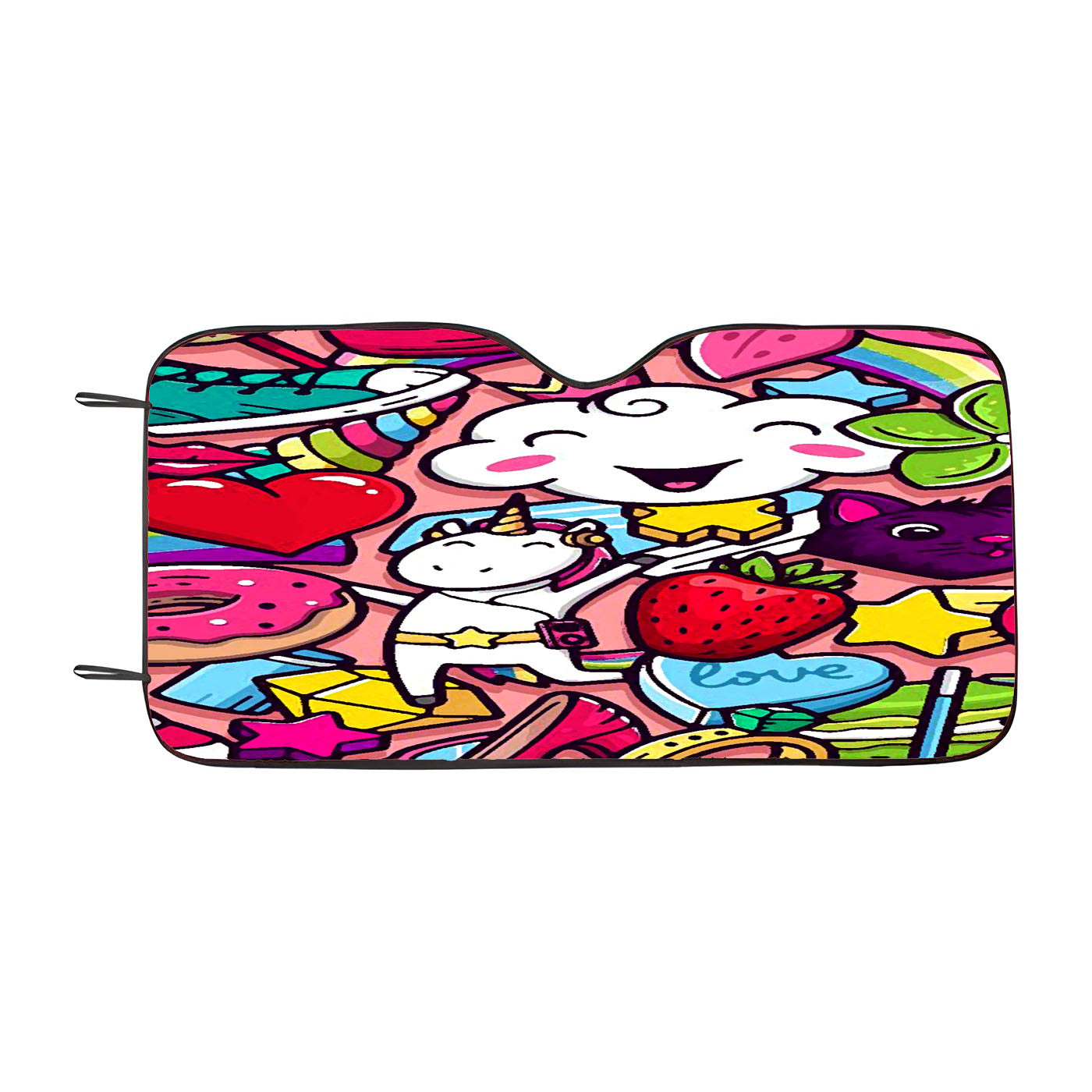 Doodle Unicorn And Shoes Car Windshield Sunshade