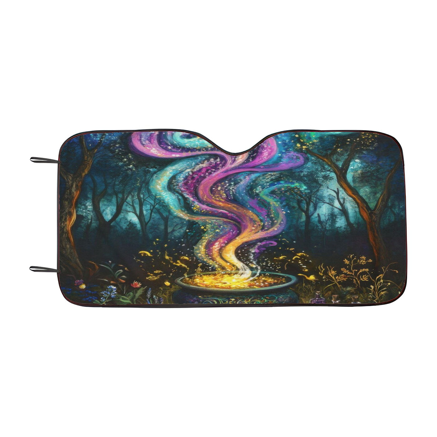 Enchanted Blue Forest Witches Cauldron Car Windshield Sunshade