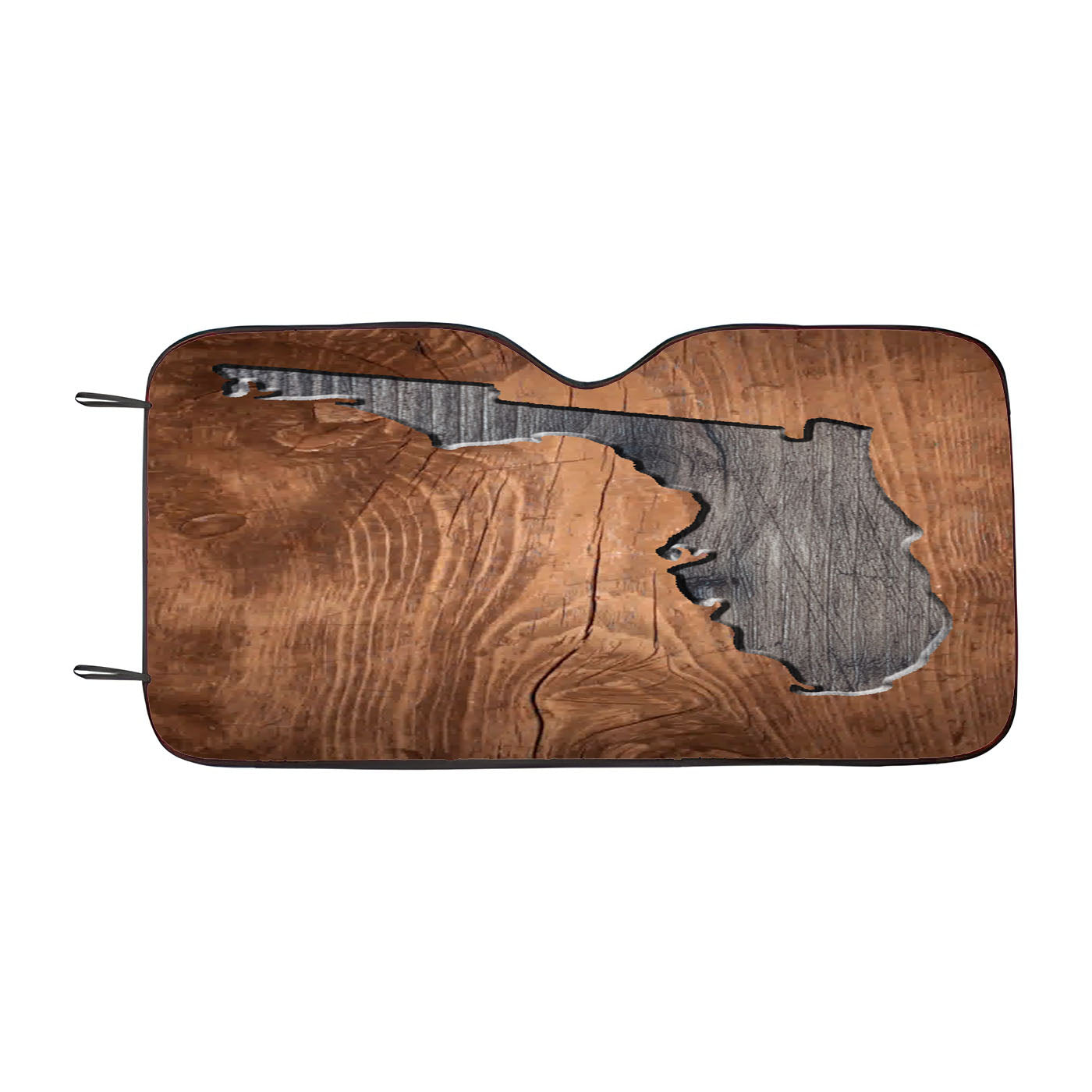 Florida States Map Two Tone Wood Texture Car Windshield Sunshade