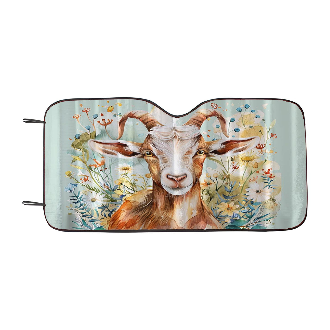 Goat In Wildflowers Car Windshield Sunshade