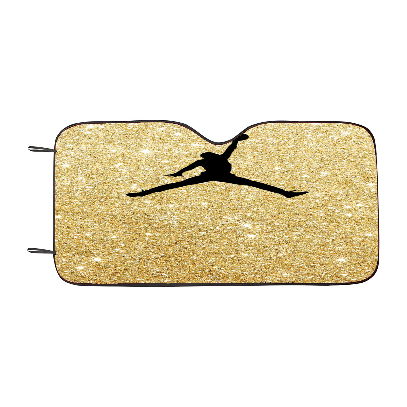 Gold Glitter Air Jordan Logo Car Windshield Sunshade
