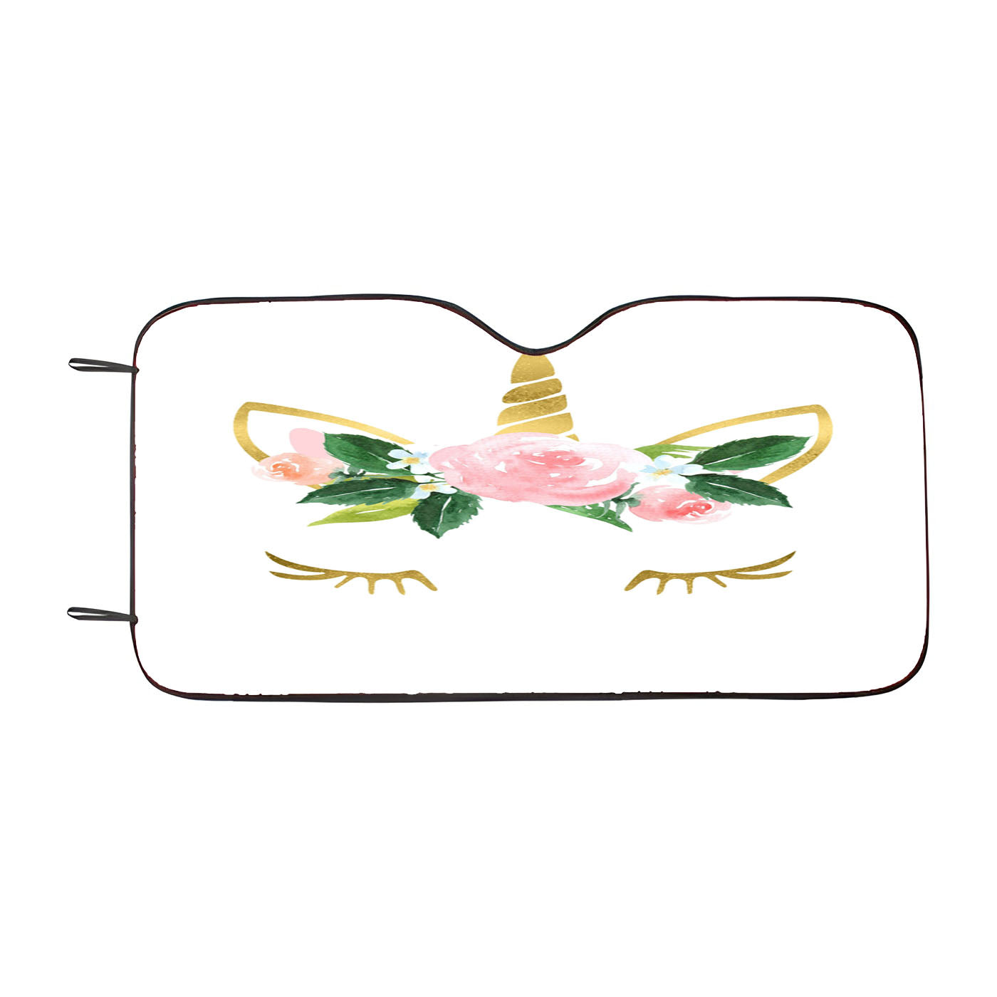 Gold Unicorn Flower Crown Nursery Girls Car Windshield Sunshade