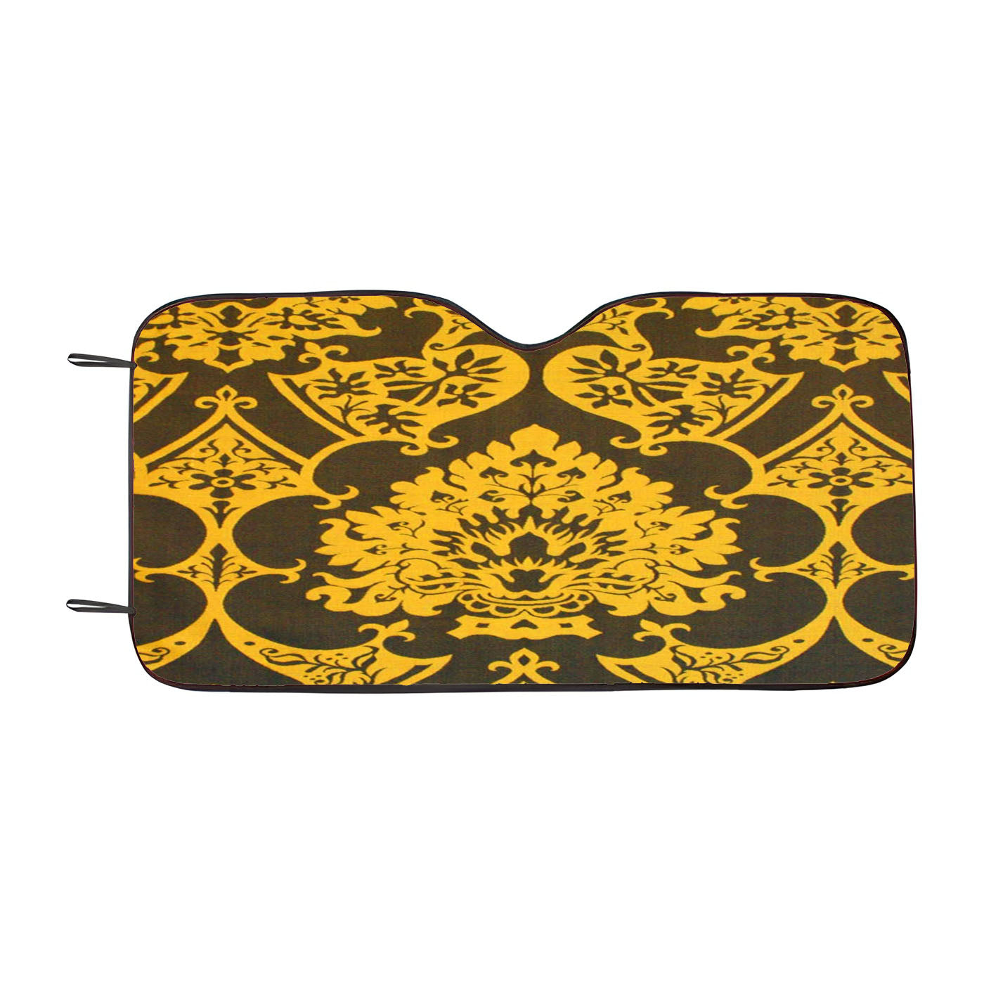 Gothic Black Gold Damask Pattern Car Windshield Sunshade