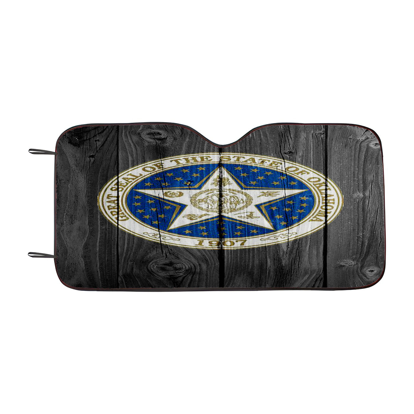 Great Seal Of The State Of Oklahoma Logo Dark Wood Wallpaper Car Windshield Sunshade
