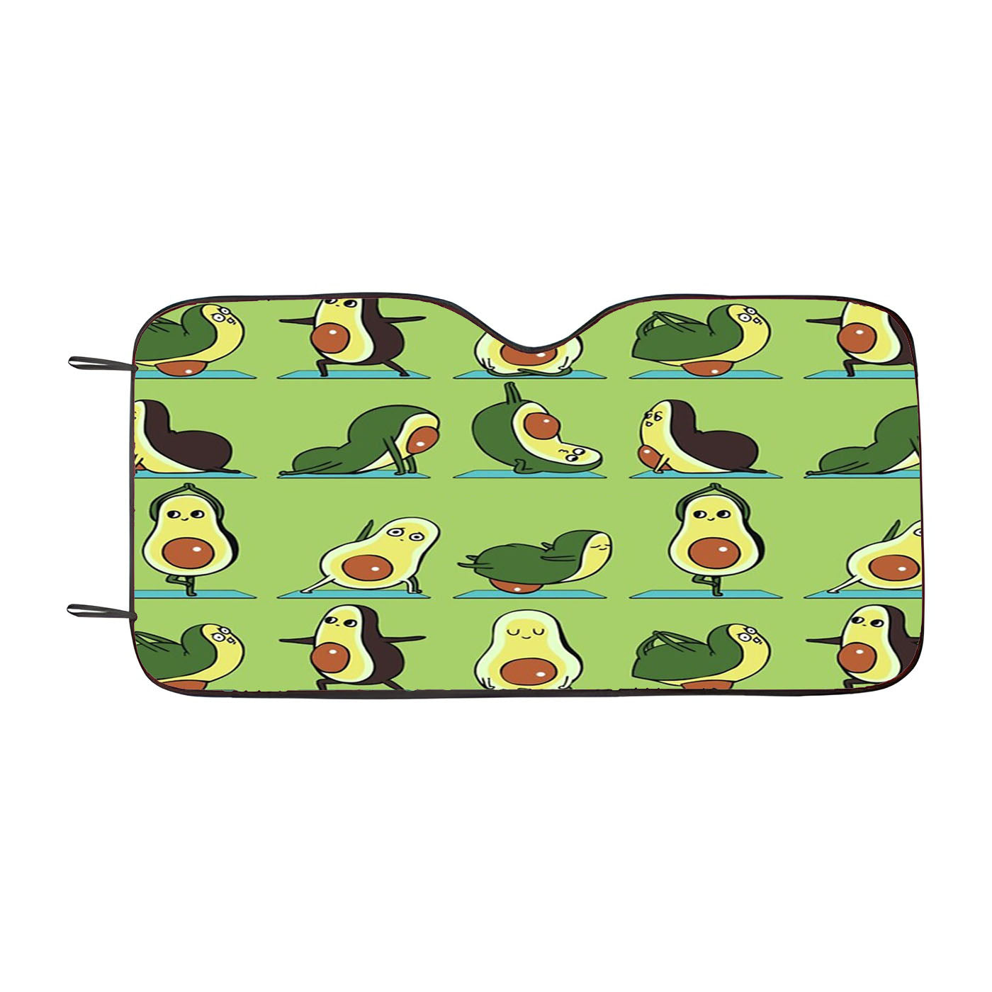 Green Avocado Yoga Pattern Car Windshield Sunshade