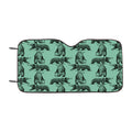 Green Jungle And Black Skate Bear Illustrations Pattern Car Windshield Sunshade