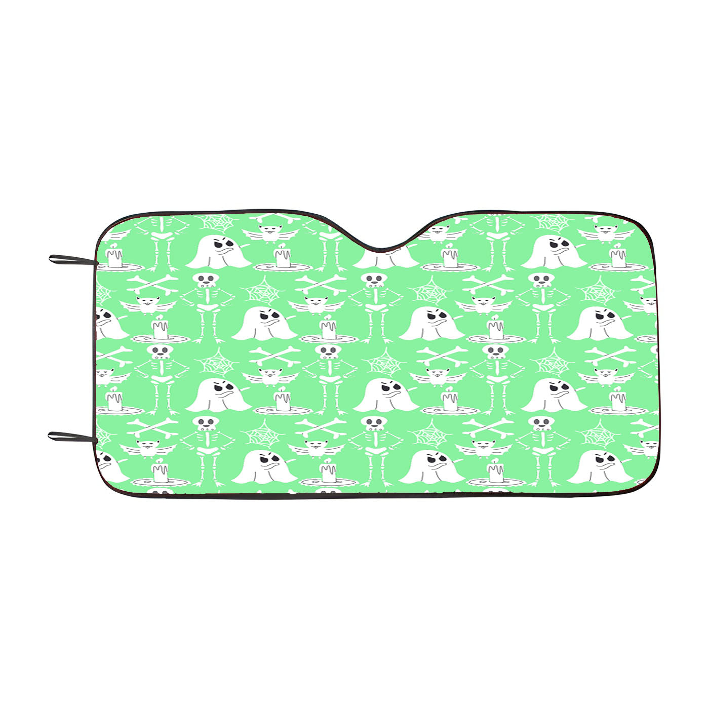 Green Pattern Halloween Ghost Skeleton Ar Car Windshield Sunshade