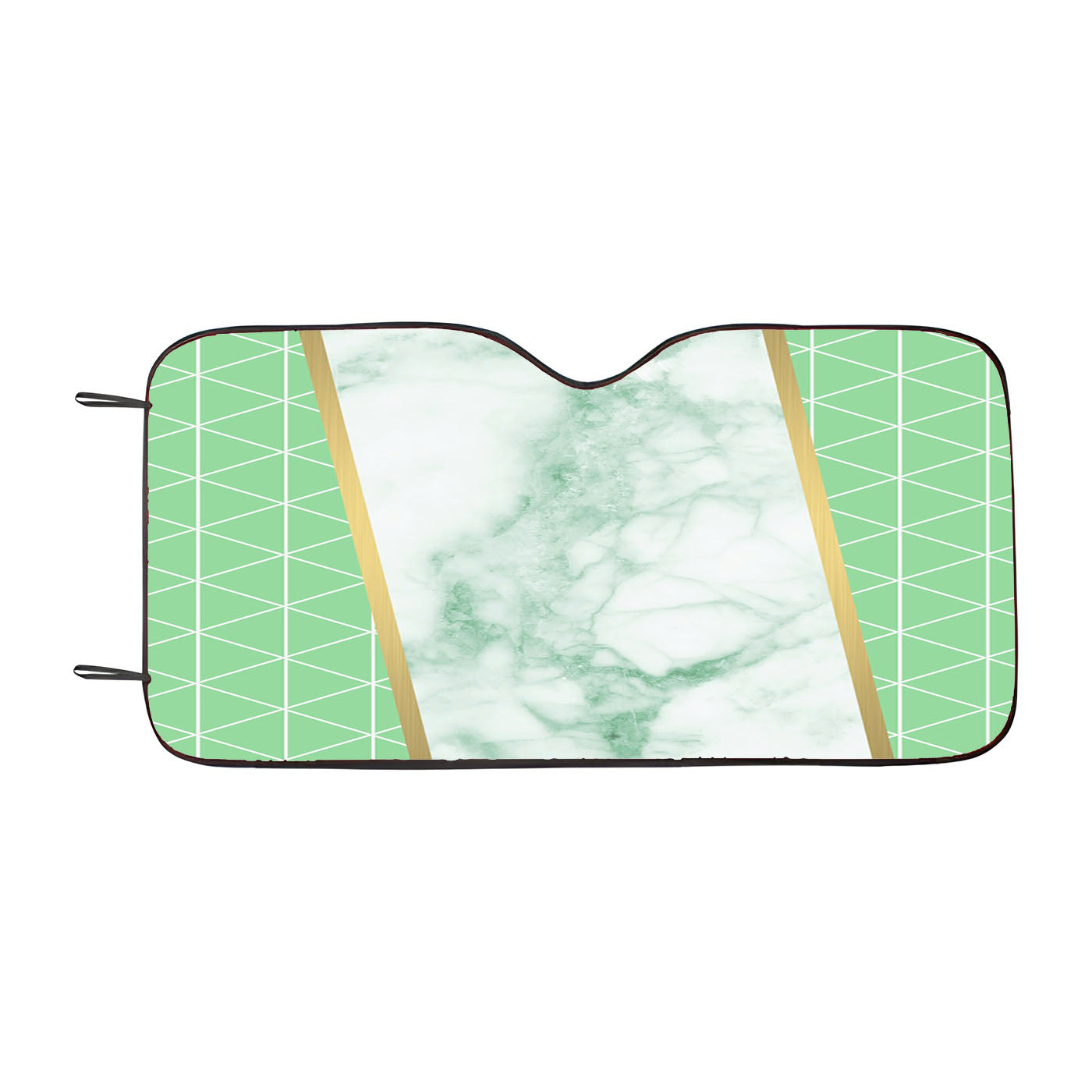 Green White Marble Geometric Triangle And Gold Line Pattern Wallpaper Car Windshield Sunshade