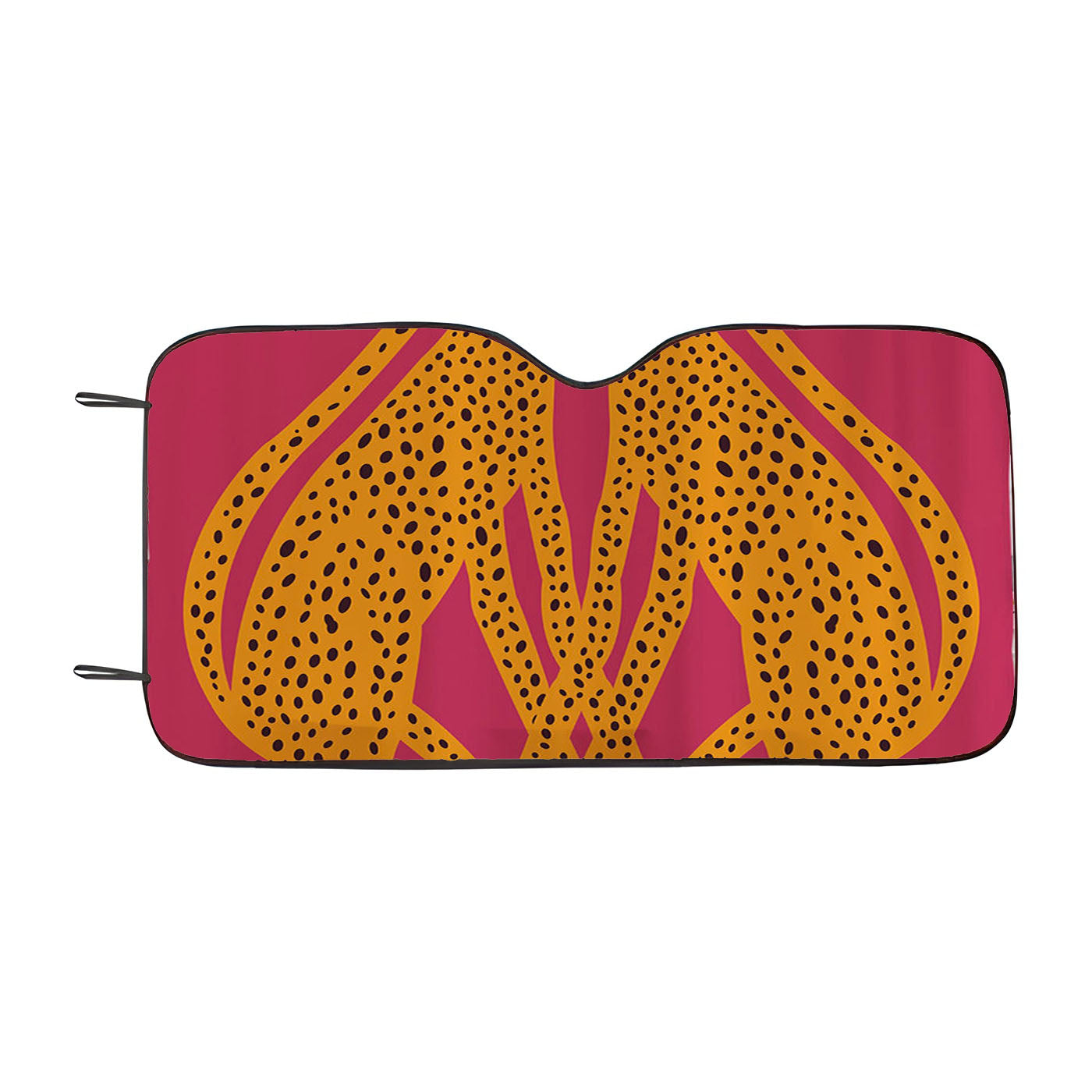 Hand Drawn Cute Leopards Hot Pink Car Windshield Sunshade