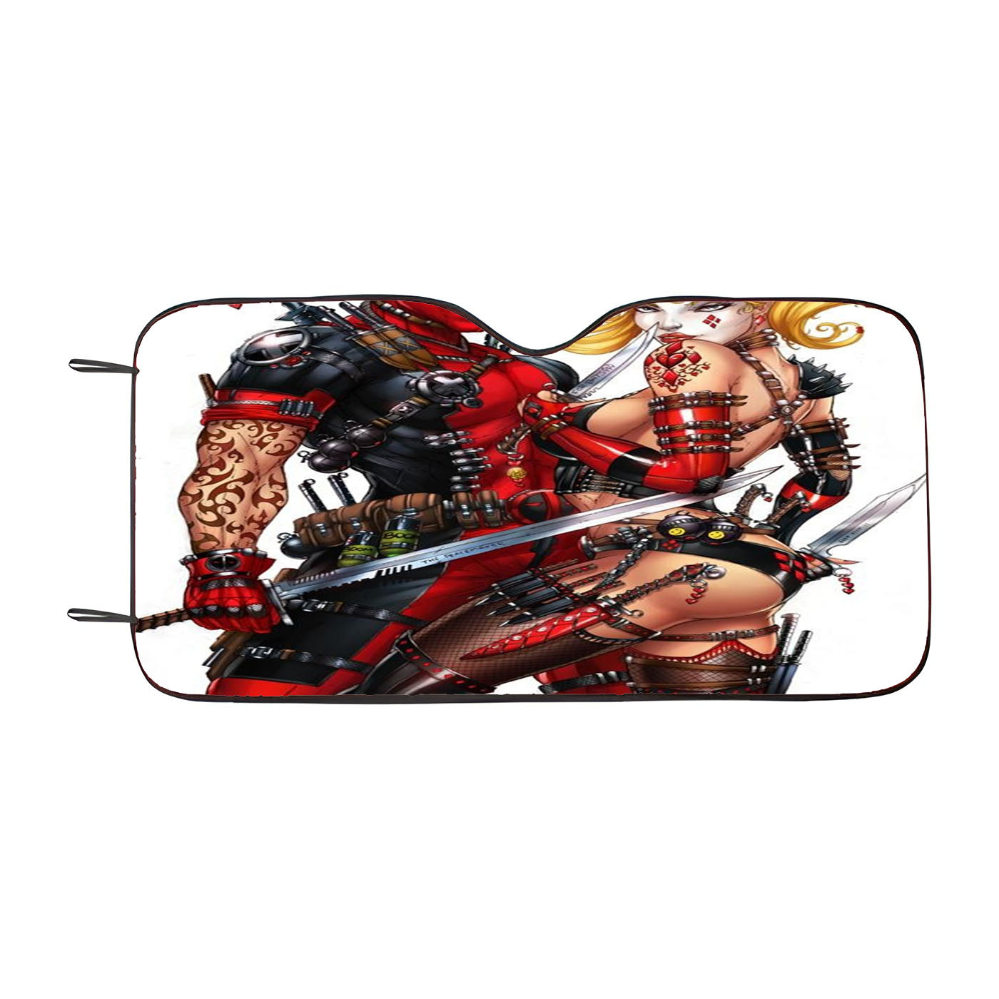Harley Quinn And Deadpool Car Windshield Sunshade