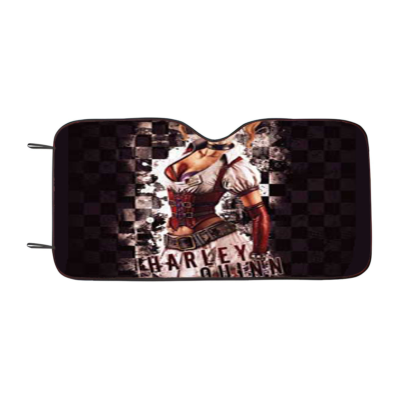 Harley Quinn Faded Checkered Flag Car Windshield Sunshade
