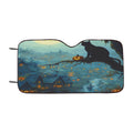 Haunted Village Black Cat Halloween Car Windshield Sunshade
