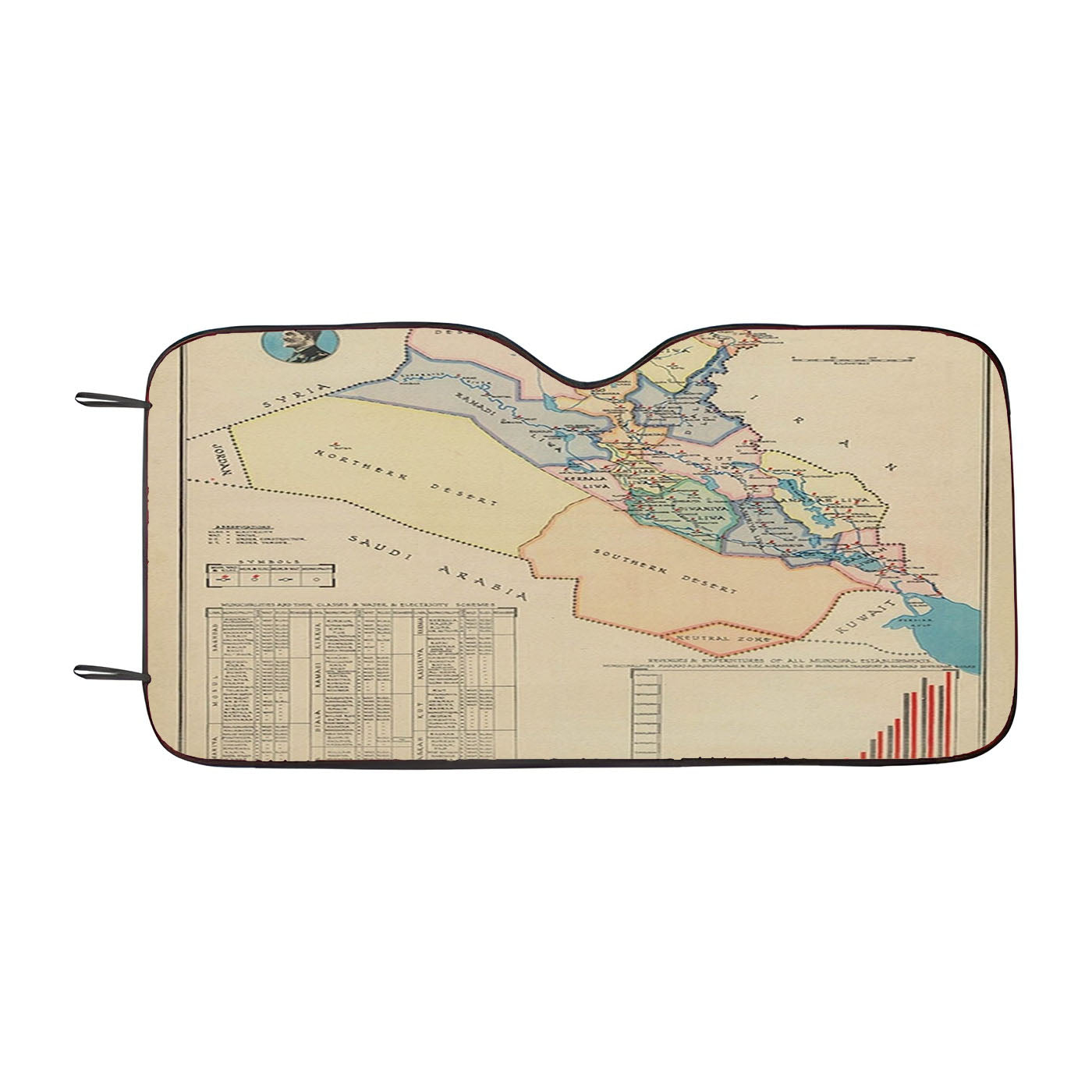 Iraq Map From 1959 Car Windshield Sunshade