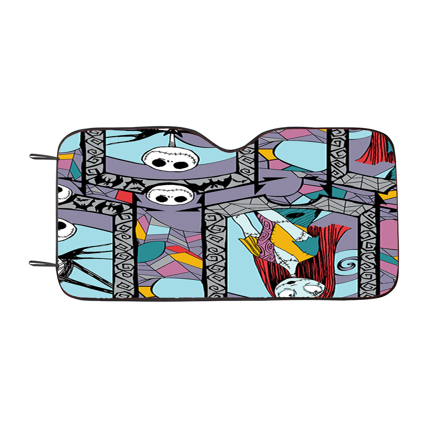Jack And Sally Stained Glass Mosaic Art Car Windshield Sunshade