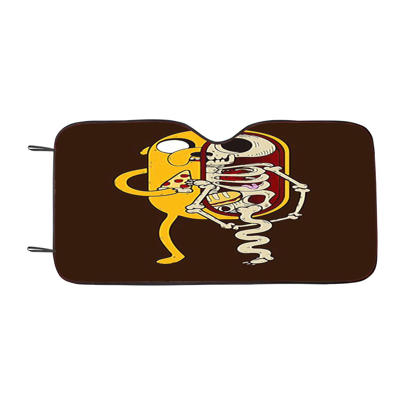 Jake Skeleton Loves Pizza Car Windshield Sunshade