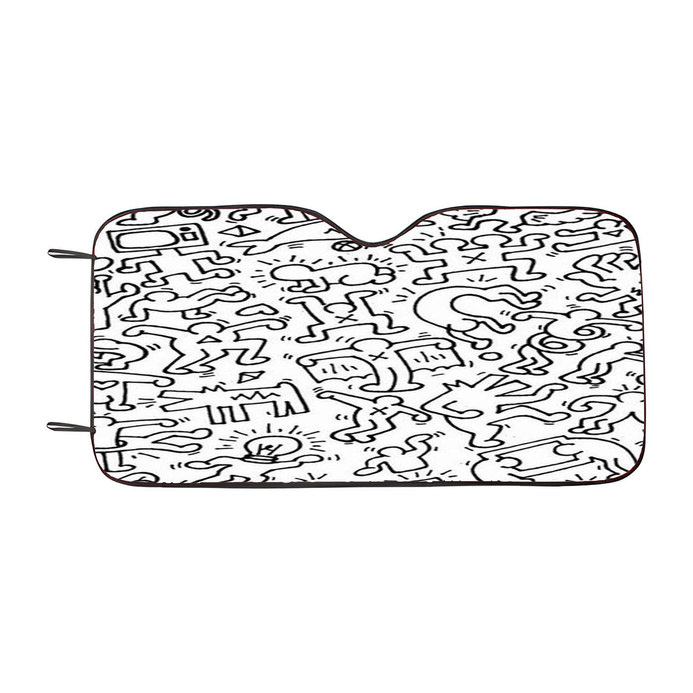 Legend Black White Doodle Keith Haring Pattern Car Windshield Sunshade
