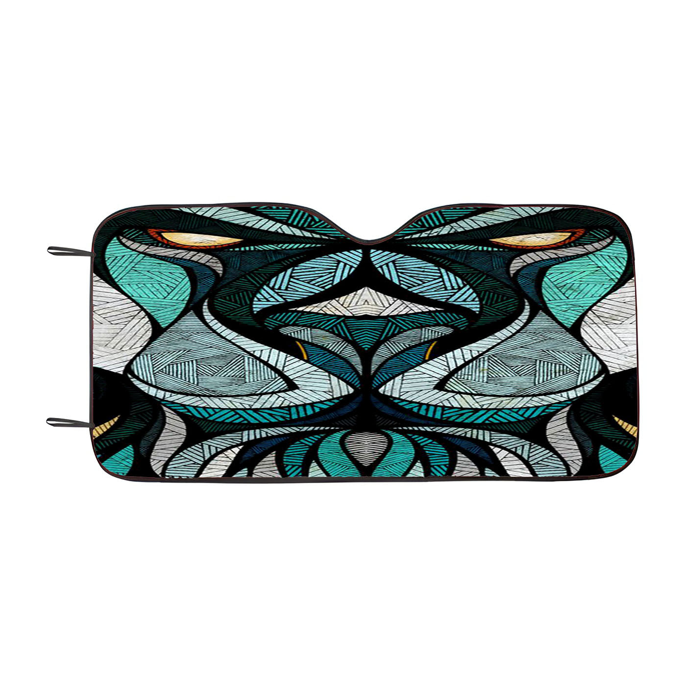 Lion Abstract Art Blue Mosaic Car Windshield Sunshade