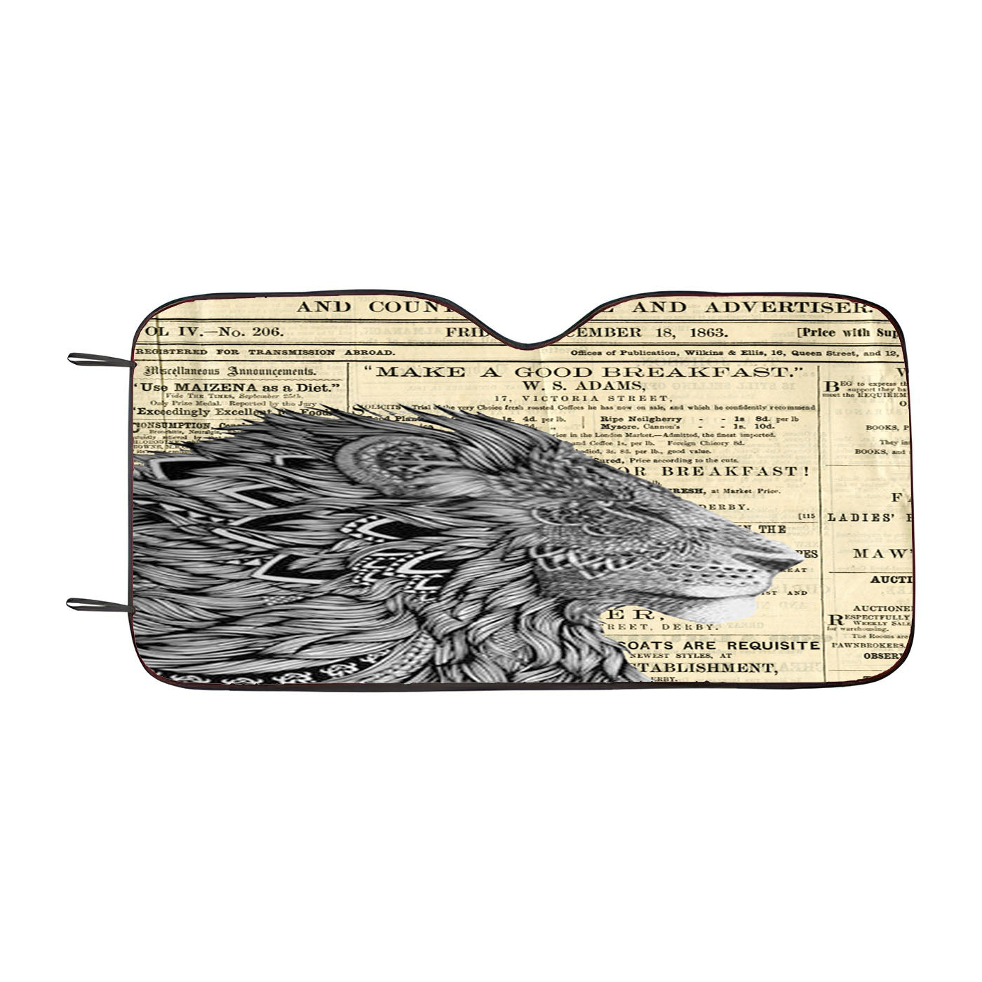 Lion King Aztec Old Newspaper Car Windshield Sunshade