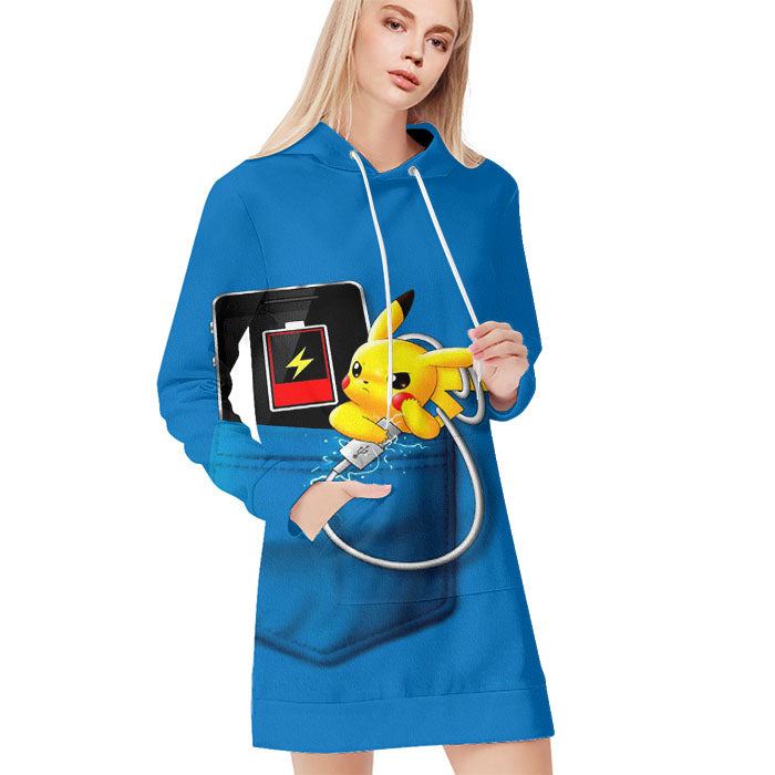 Pikachu And Pokemon Night Doodle All Over Print Blanket Hoodie