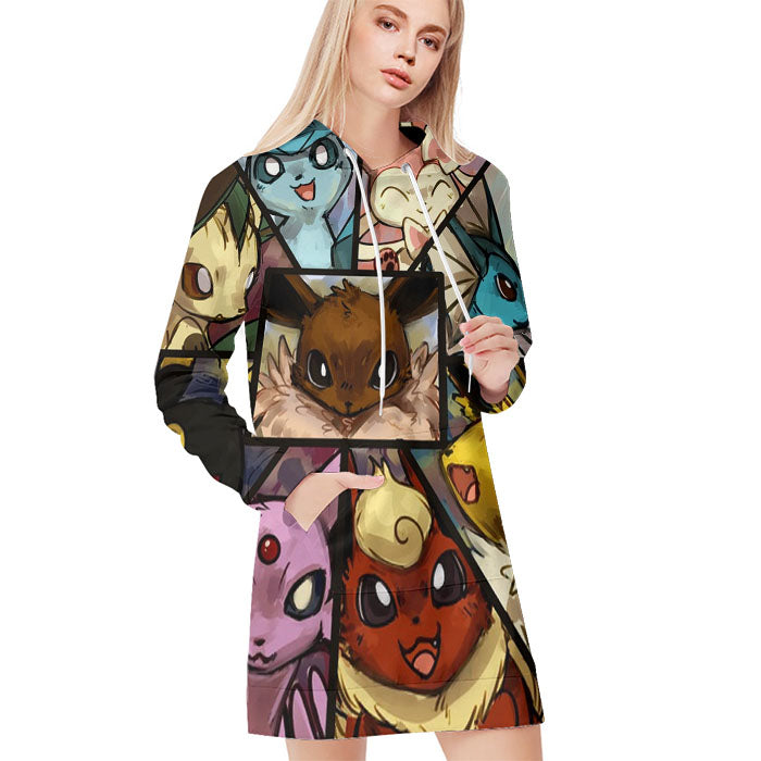 Pokemon Eevee All Evolution All Over Print Blanket Hoodie