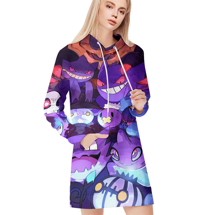 Pokemon Gengar Purple Pokeball All Over Print Blanket Hoodie