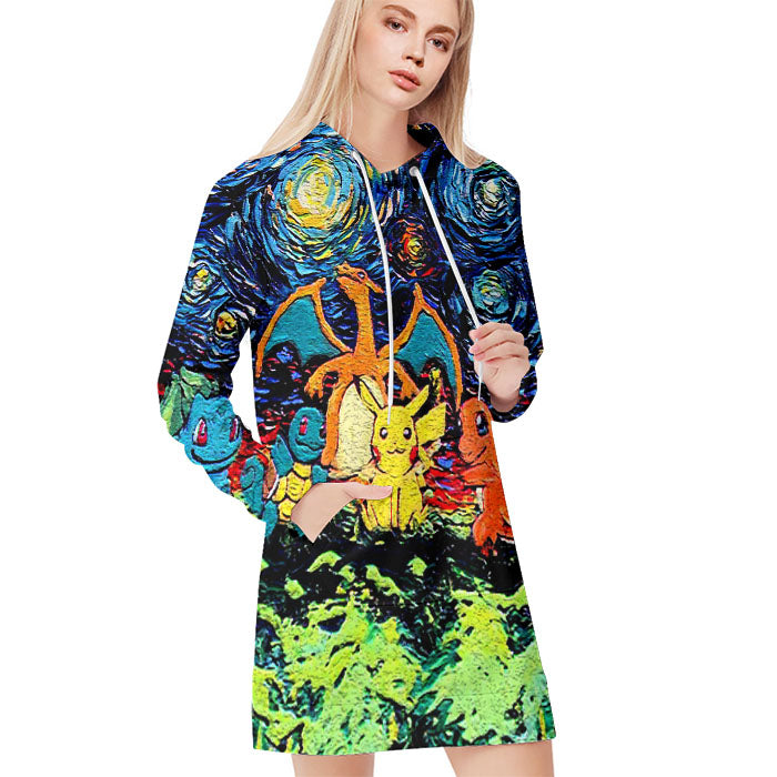 Pokemon Starry Night All Over Print Blanket Hoodie