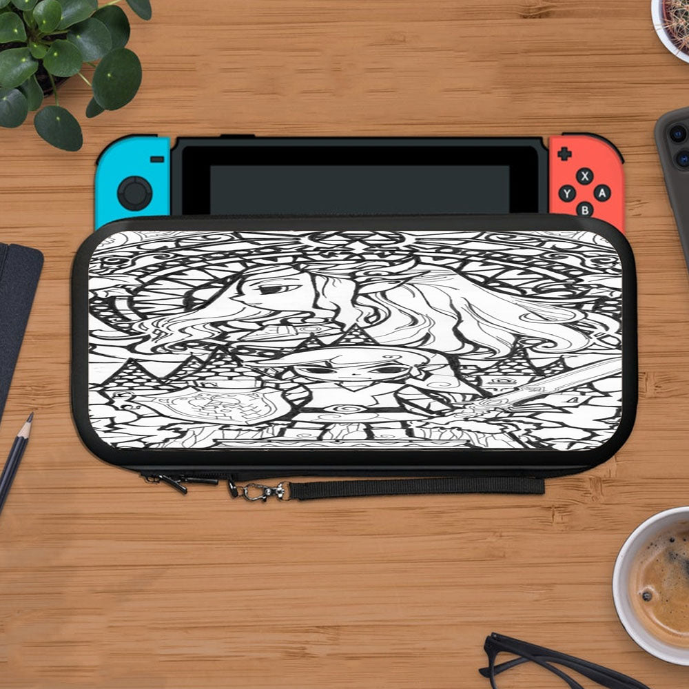 Black White Zelda Link Stained Glasses Protective Carry Switch Nintendo Switch 2 Case