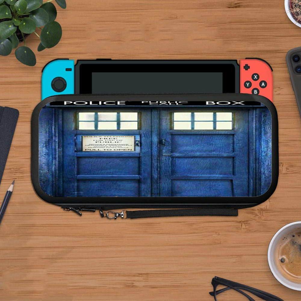 Blue Wood Doctor Who Tardis Door Protective Carry Switch Nintendo Switch 2 Case