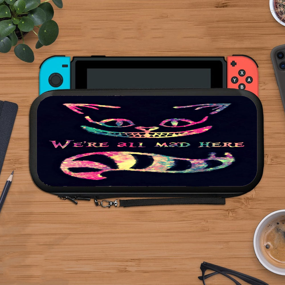 Mad Here Glitter Cheshire Cat Wallpaper Protective Carry Switch Nintendo Switch 2 Case