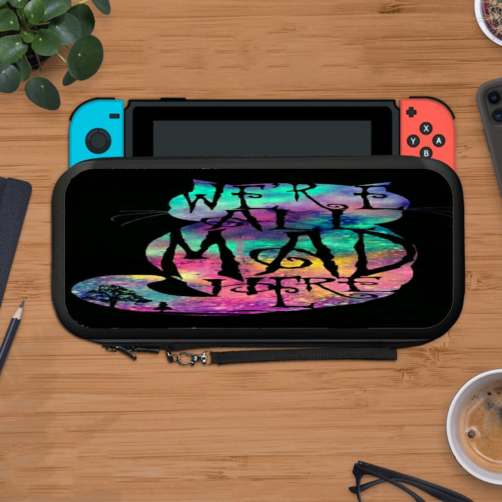 Mad Here Silhouette Glitter Cheshire Cat Wallpaper Protective Carry Switch Nintendo Switch 2 Case