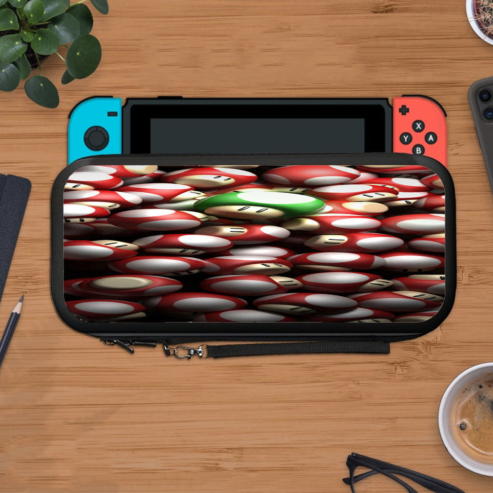 Mario Wallpaper Mushrooms Red Green Protective Carry Switch Nintendo Switch 2 Case