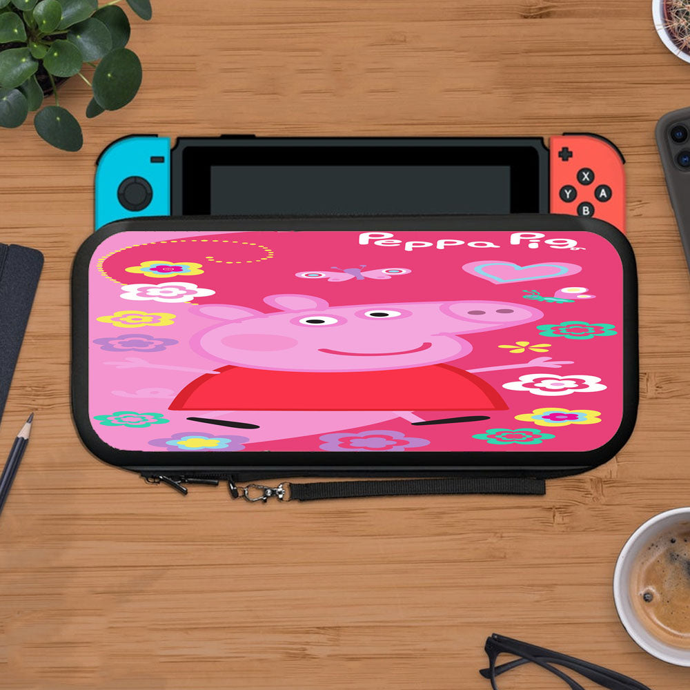 Peppa Pig Flower On Pink Wallpaper Protective Carry Switch Nintendo Switch 2 Case