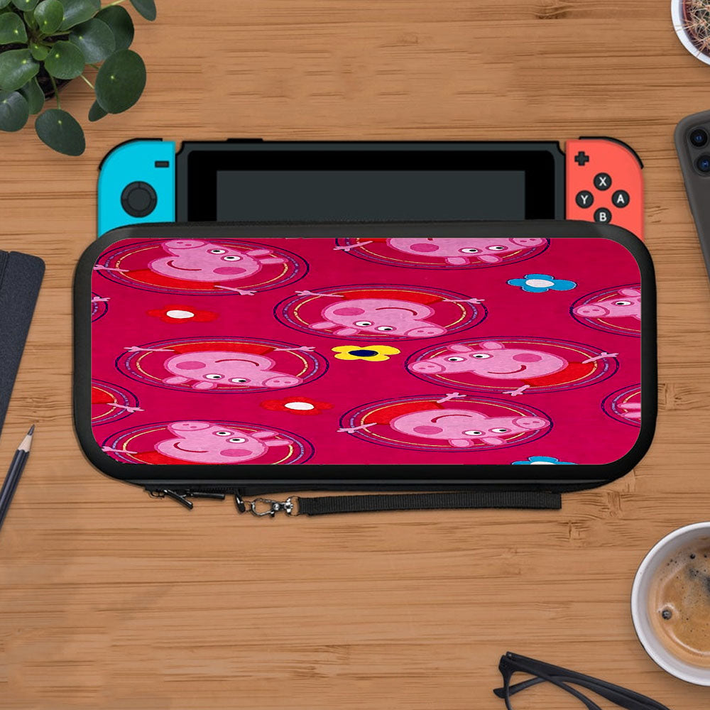 Peppa Pig Pink Circle Flower Doodle Protective Carry Switch Nintendo Switch 2 Case