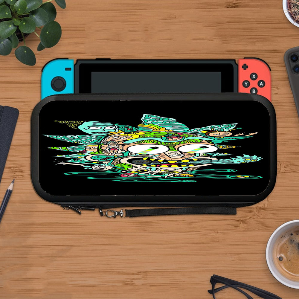 Rick And Morty Pickle Rick Art Doodle Poster Baby Blue Protective Carry Switch Nintendo Switch 2 Case
