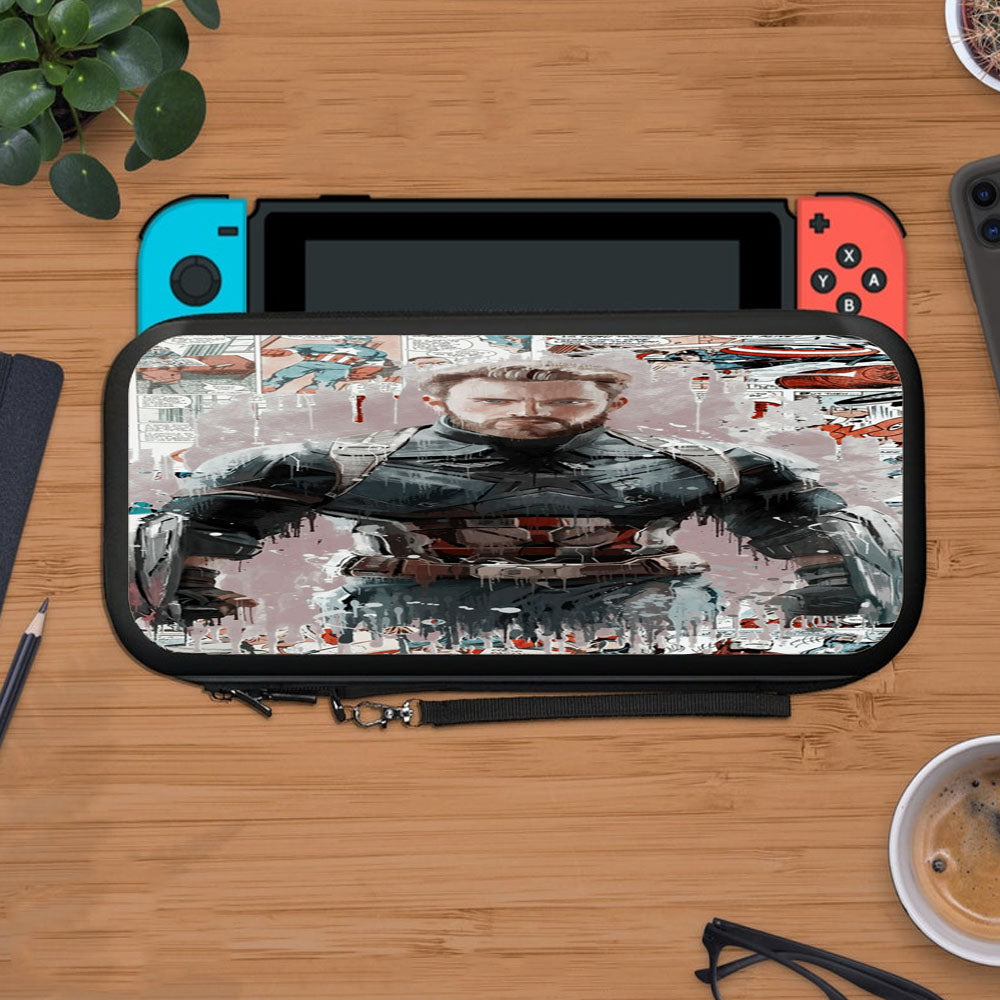 Steve Captain America Comic Painting Artwork Wallpaper Protective Carry Switch Nintendo Switch 2 Case
