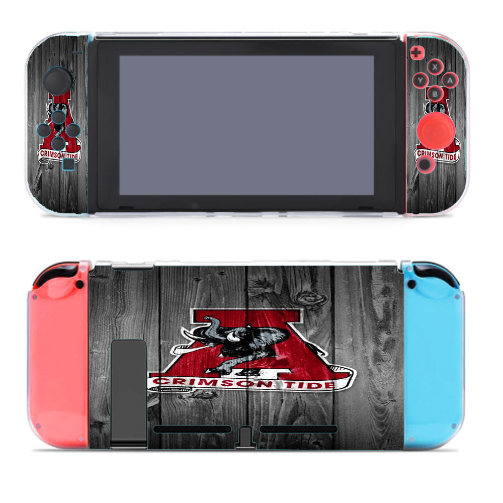 Alabama Crimson Tide University Elephant Logo Dark Wood Wallpaper Nintendo Switch Cover Case