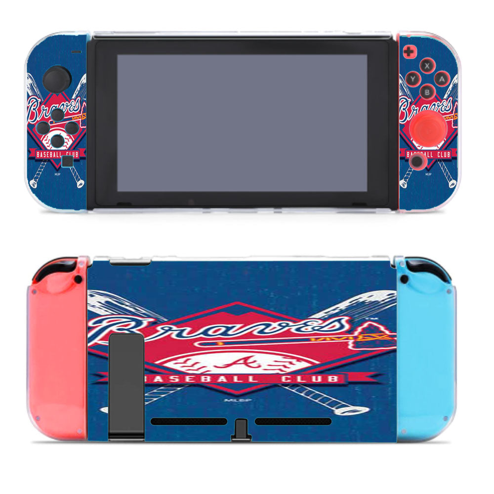 Atlanta Braves Logo On Wood Nintendo Switch Cover Case