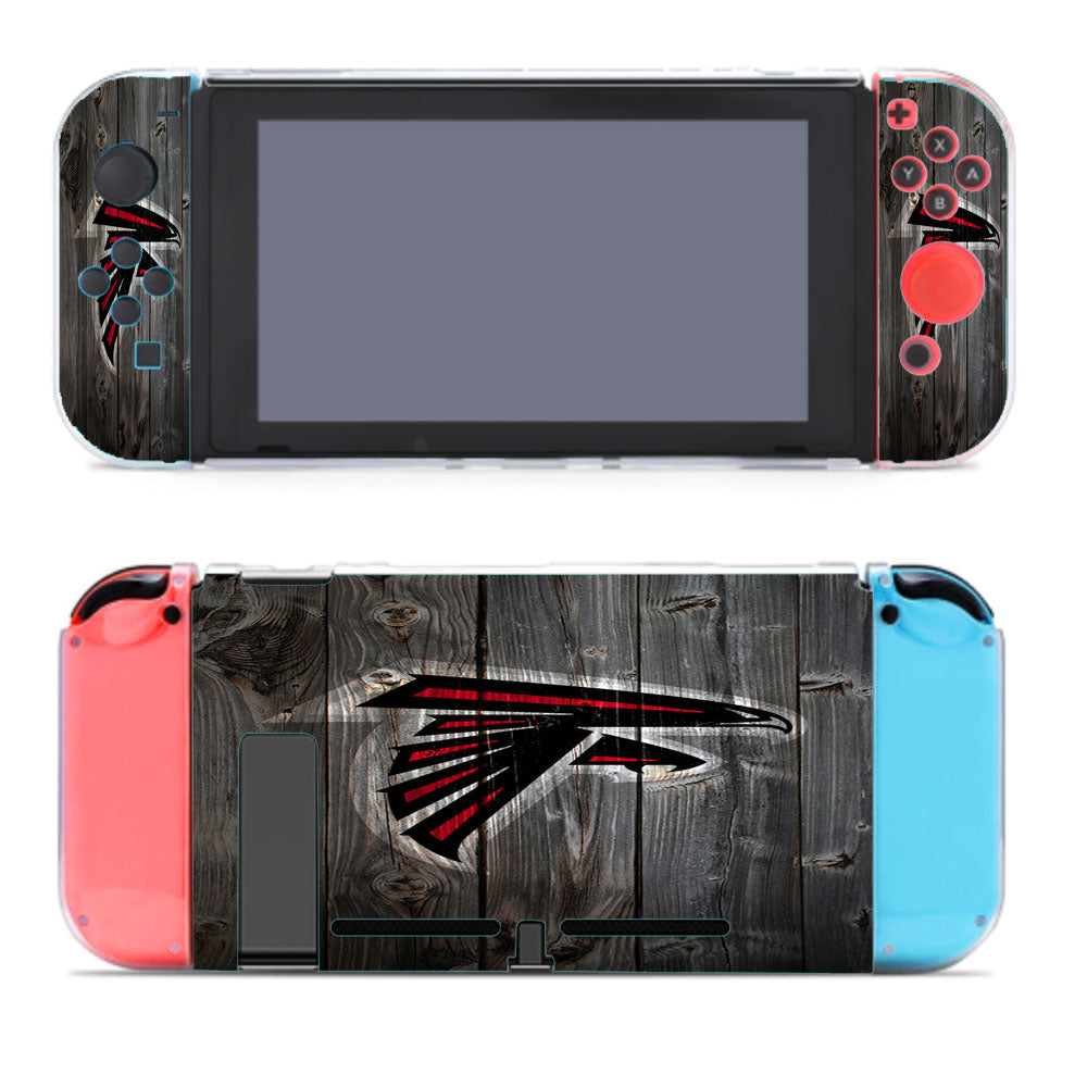 Atlanta Falcons Nfl Logo Dark Wood Wallpaper Nintendo Switch Cover Case