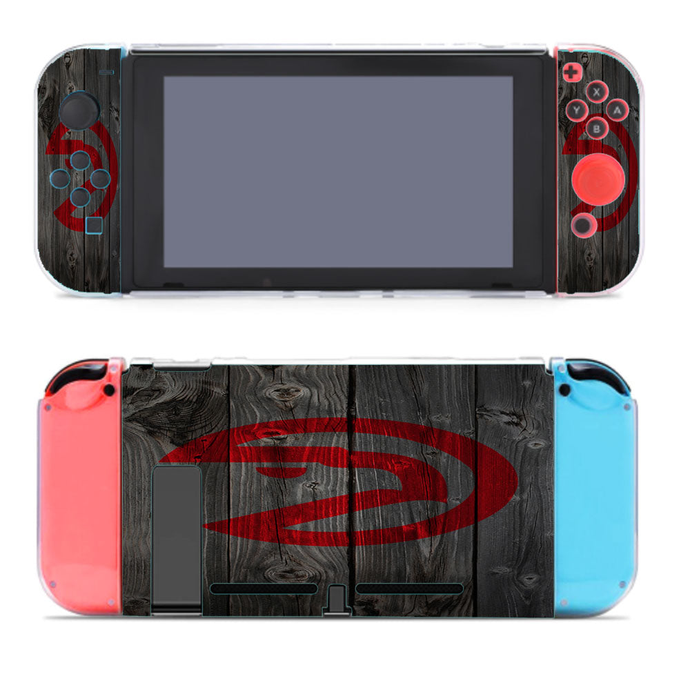 Atlanta Hawks Nba Logo Dark Wood Wallpaper Nintendo Switch Cover Case