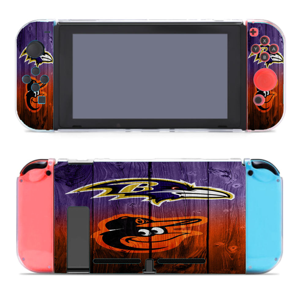 Baltimore Ravens Nfl Orioles Mlb Logo Dark Wood Nintendo Switch Cover Case