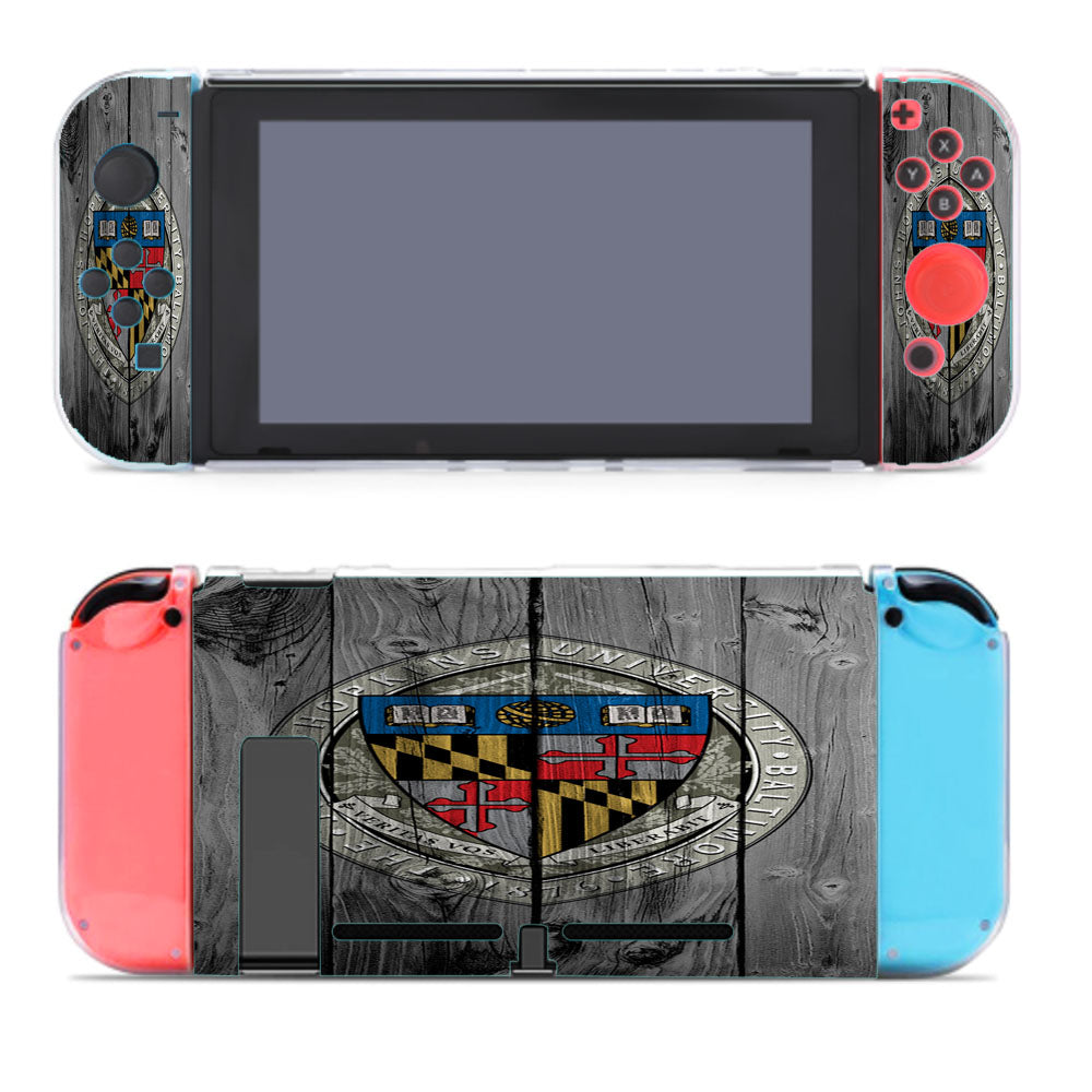 Baltimore University John Hopkins Logo Dark Wood Wallpaper Nintendo Switch Cover Case