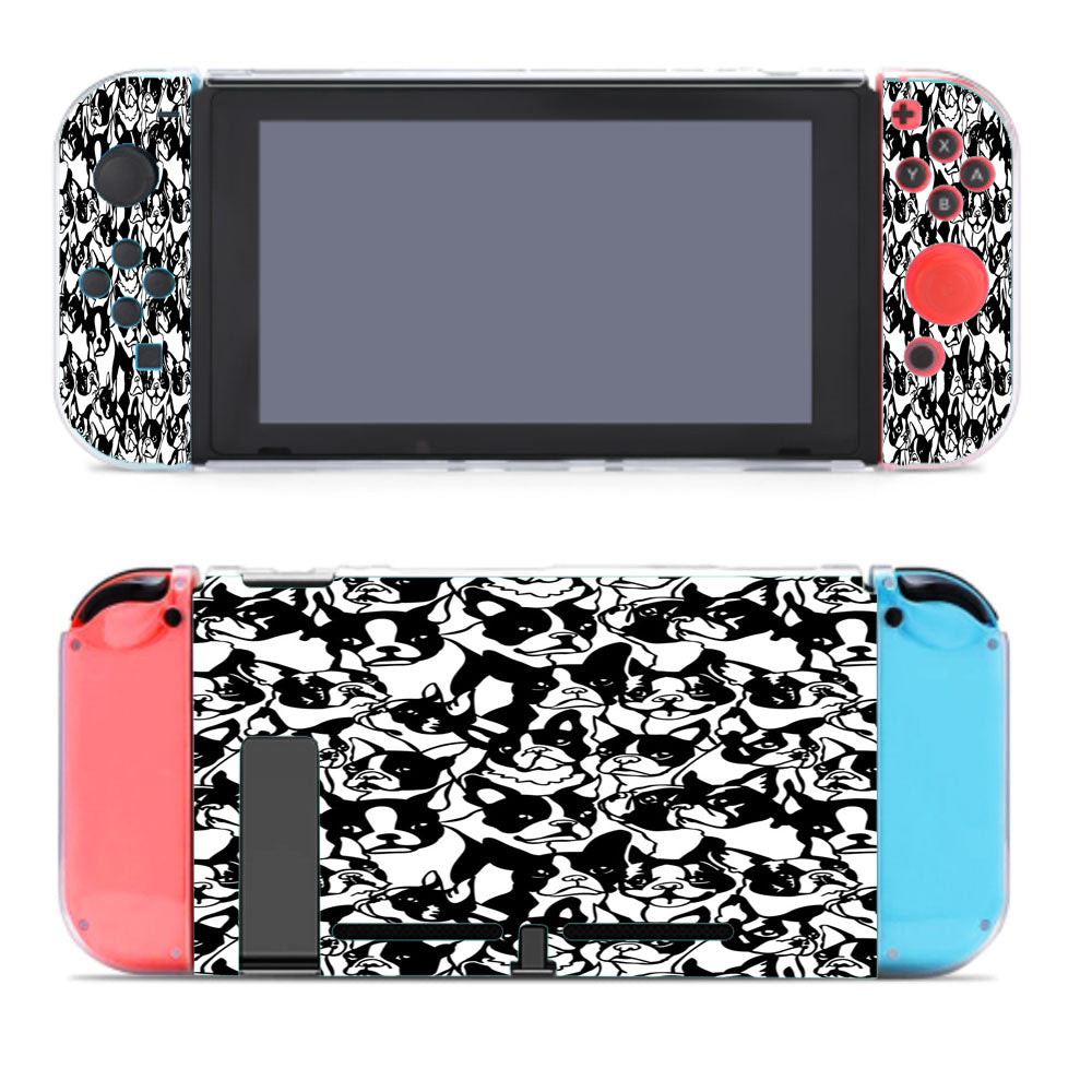 Black White Boston Terrier Pattern Nintendo Switch Cover Case