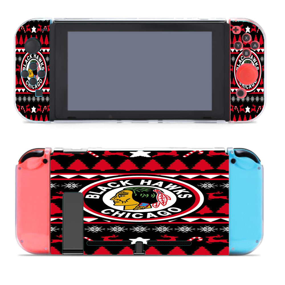 Blackhawks Chicago Christmas Winter Sweater Nintendo Switch Cover Case
