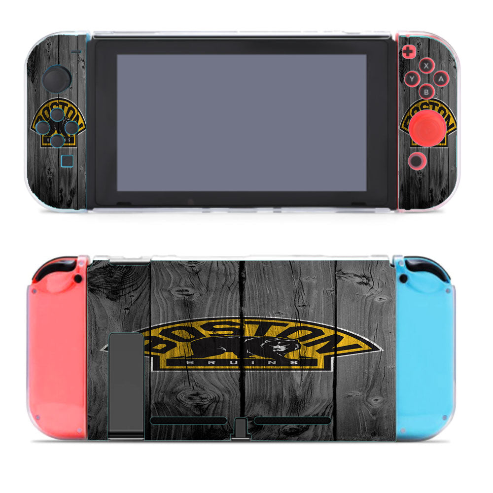 Boston Bruins Nhl Logo Dark Wood Wallpaper Nintendo Switch Cover Case