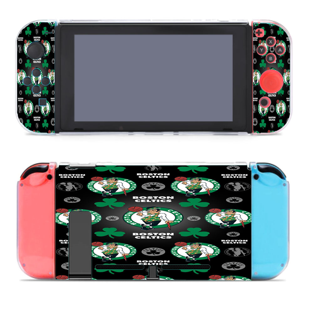 Boston Celtics Logo Pattern Black Nintendo Switch Cover Case