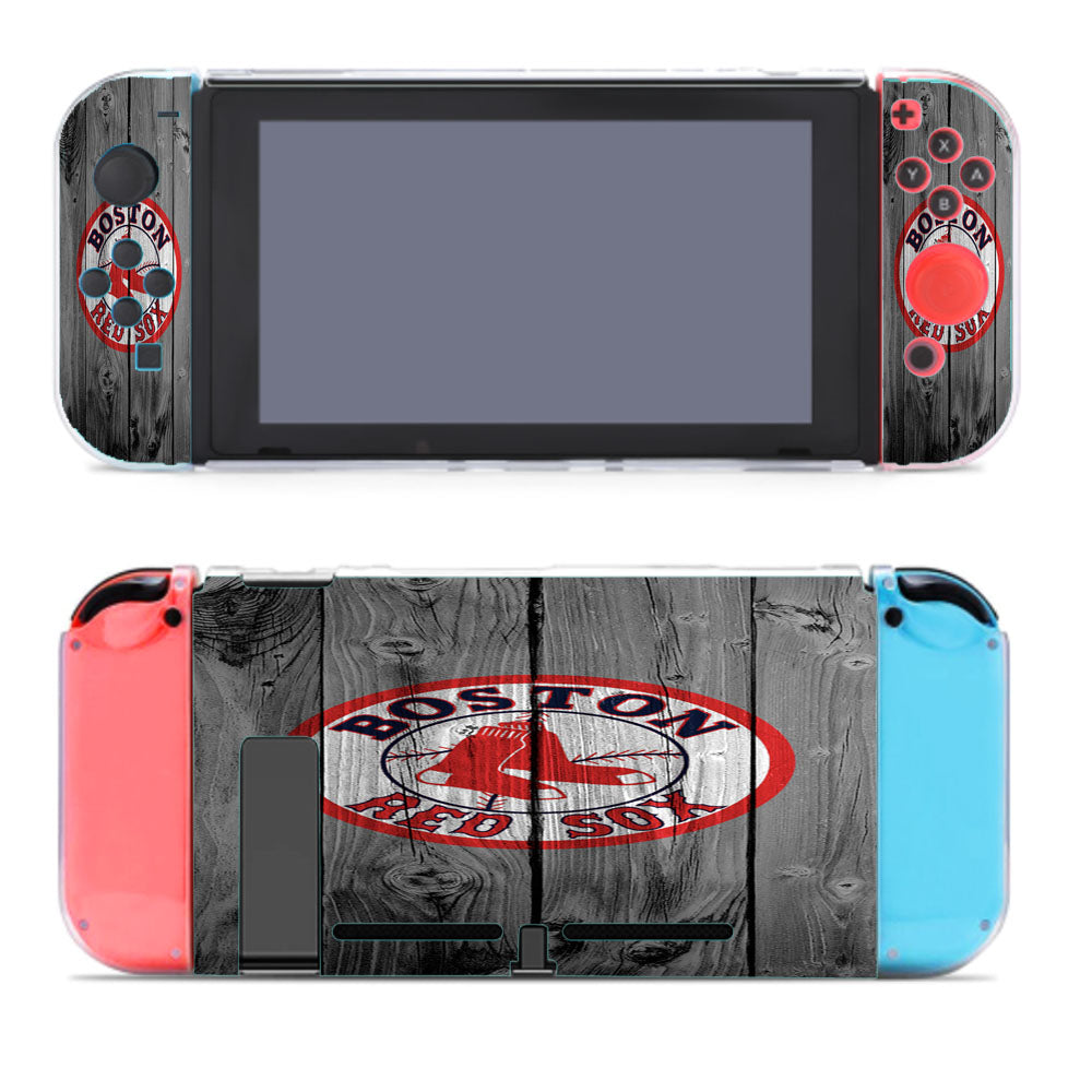 Boston Red Sox Logo Dark Wood Wallpaper Nintendo Switch Cover Case