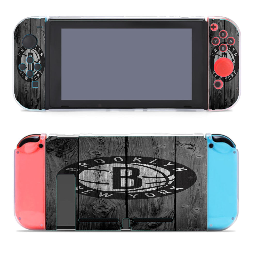 Brooklyn Nets New York Logo Nba Dark Wood Wallpaper Nintendo Switch Cover Case