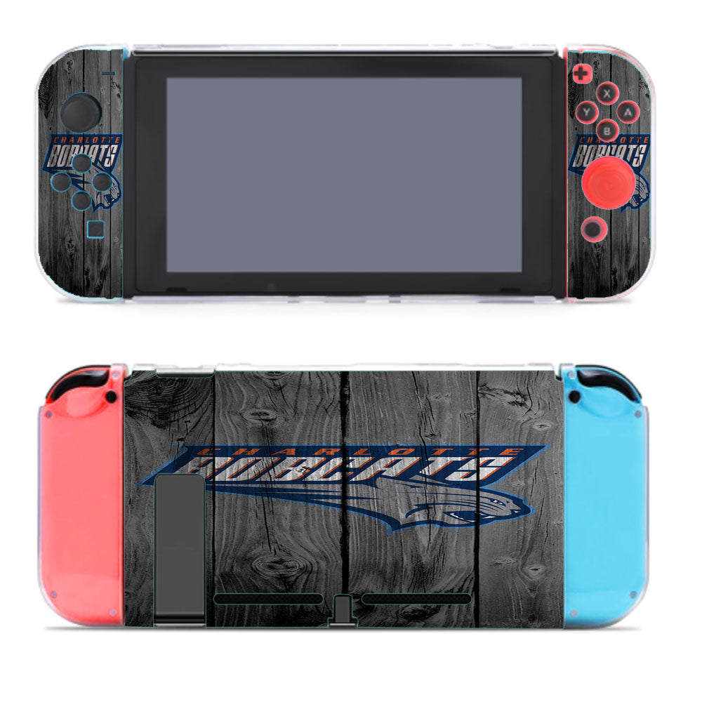Charlotte Bobcats Hornets Nba Logo Dark Wood Wallpaper Nintendo Switch Cover Case