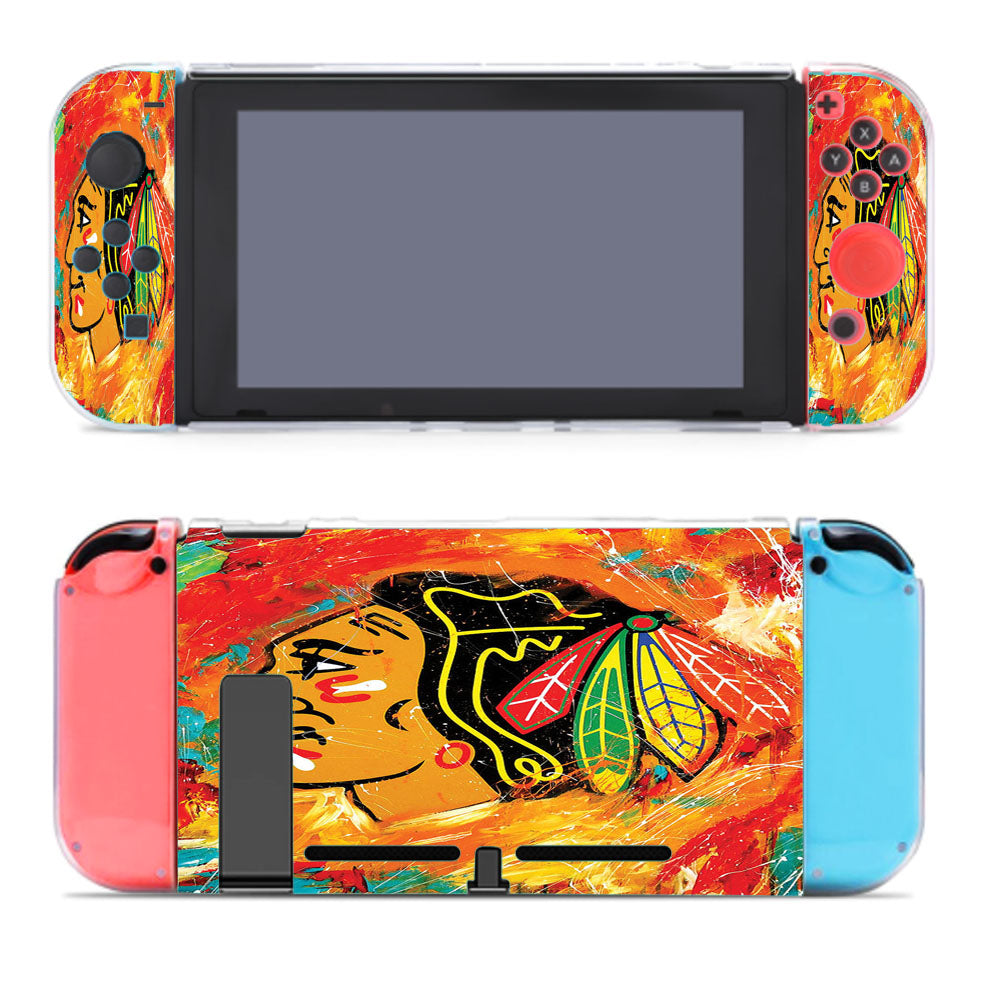 Chicago Blackhawks Abstract Art Nintendo Switch Cover Case