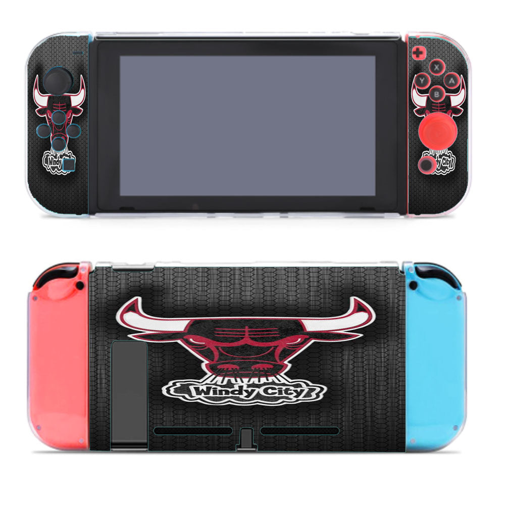 Chicago Bulls Windy City Logo Black Iron Texture Wallpaper Nintendo Switch Cover Case